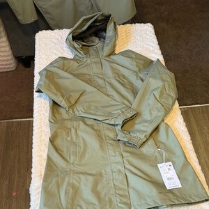 Helly Hansen Olive Green Hooded Raincoat